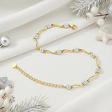 Moissanite Curve Wave Bracelet Adjustable Chain Chic Women’s Jewelry Subtle Sparkle Minimal Design Everyday Wear