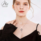 Moissanite Necklace 1CT 6.5mm Heart-Cross Pendant 925 Sterling Silver Women Wedding/Anniversary Special Gift Fine Jewelry Charms