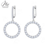 Hoop Earrings 2.6CT D White/Black/Champagne/Vivid blue Round Moissanite S925 Silver Plated for Fishion Party Gift Hypoallergenic