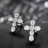 Men's Hip Hop Cross Earrings 925 Sterling Silver Low Allergy VVS1 GRA Certified Moissanite Iced Out Stud Earrings Luxury Ear Jewelry for Men Women Gift Ready Daily Wearable