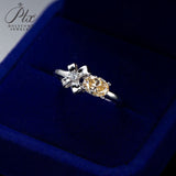 Bowknot Oval Cut Champagne Moissanite Solitaire Ring Women Only Gifts For Festivals And Anniversaries