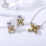 Horseshoe Clover Plated Moissanite Earrings & Necklace - Classic Design Daily Wear Hypoallergenic Ideal Gift
