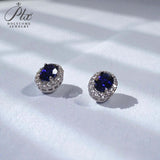 Lab Grown Gemstone Earring 1.7-2CT Oval Ruby Sapphire Colombia With Moissanite S925 Hypoallergenic Earring for Women Girls Gift