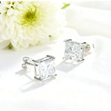 Earrings 1/3/6CT D Color Asscher Cut Moissanite 10k 14k 18k 925 Silver Plated Gold Ear Stud for Woman Engagement Daily Jewely