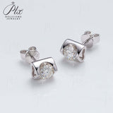 Round Moissanite Inset Heart Stud Earrings Women Only Gifts For Festivals And Anniversaries