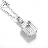 Emerald Cut 1/2CT 925 Sterling Silver Halo Moissanite Pendant Necklace Women Only Gifts For Festivals And Anniversaries