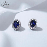 Lab Grown Gemstone Earring 1.7-2CT Oval Ruby Sapphire Colombia With Moissanite S925 Hypoallergenic Earring for Women Girls Gift