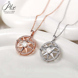 925 Sterling Silver Gold-Plated Octagonal Star Compass Pendant Necklace with D/VVS1 Grade Moissanite Exquisite Women's Jewelry