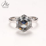 Engagement Ring Salt and Pepper Moissanite Diamond Pear Cut 925 Sterling Silver Plated with 18k Gold Wedding Jewelry Vintage