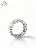 High Quality 4 Prong Emerald Cut DEF VS Lab Diamond Eternity Band 925 Sterling Silver Ring Proposal Ring