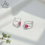 Chubby Triangle Colored Gemstone Earrings with 1.6-2CT Ruby Sapphire Colombia for Women's Gentle Fashionable Jewerly Ear Studs