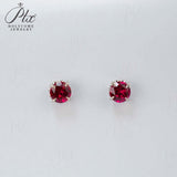 Round Colored Gemstones Earrings with Ruby Sapphire Colombia Padparadscha Paraiba S925 Four-claw Six-claw Design Fishion Gift