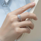 Floral Round Moissanite Twisted Double Band Adjustable Ring Women Only Gifts For Festivals And Anniversaries
