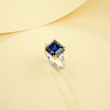 Ring with 4-6.9CT Asscher Cut Lab Grown Ruby Sapphire Colombian Padparadscha 925 Silver for Christmas Exquisite Gift Fancy