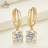 Hoop Bullhead Moissanite Earrings with 1-2CT D Color Round Moissanite S925 Silver Plated for Fishion Party Gift Hypoallergenic