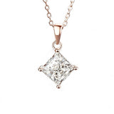Princess Cut Classic Necklace 1/2/3CT D Color Moissanite S925 Plated White Yellow Rose Gold Chain for Engagement Chrisrmas Charm