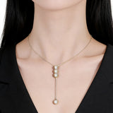 Classic Bubble Necklace D Color Round Moissanite Diamond S925 Silver Plated Dainty Chain for Enegament Party Daily Perfect Gift