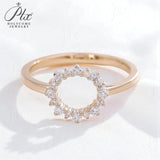 HMJ Ring Lab Grown Diamond 18K 14K 10K Gold Silver Band Sunflower Halo jewelry for Men Women No Fade Dazzling Fire Vintage