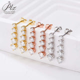 Moissanite Earrings Tassel Pendant Ear Stud Piercing  Ten Stones Round Shape 925 Sterling Silver Top Quality Wedding Jewelry