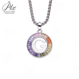 Zircon 925 Sterling Silver Rainbow Coloured Alphabet Necklace Commuting Daily Wear