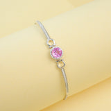 Lab Grown Ruby Sapphire Padparadscha Round Brilliant Cut Bracelet White Gold Fine Jewelry Wedding Gift