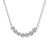 Seven-Round Bezel-Set Necklace with D Color Round Moissanite S925 Plated White Yellow Rose Gold Chain Engagement Chrisrmas Daily
