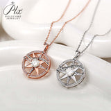 925 Sterling Silver Gold-Plated Octagonal Star Compass Pendant Necklace with D/VVS1 Grade Moissanite Exquisite Women's Jewelry