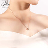 Round Moissanite Bezel Setting White/Rose Gold Necklace Women Only Gifts For Festivals And Anniversaries