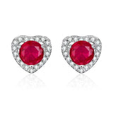 Lab Grown Gemstone Earrings Round/Heart/Heart/Pear Cuts Ruby/Sapphire 925 Silver Hypoallergenic Factory Direct Sales
