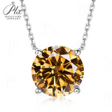 Necklace Moissanite 4-Prongs Pendant Multicolor Round 6.5mm Multicolor Gemstone Jewelry Women Birthday Engagement Gift Charms