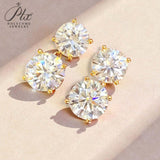 Earrings with 5.6/10CT D Color Round Moissanite 925 Silver Plated White Yellow Gold Ear Stud for Women Fashion Daily Jewely Gift