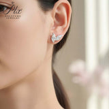 Double Clover Earrings with 2CT D Color Marquise Cut Moissanite 925 Silver Plated White Yellow Gold Ear Stud Fashion Daily Jewely