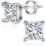 Princess Square Solitaire Stud Earrings Women Only Gifts For Festivals And Anniversaries
