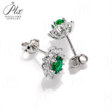 Sunflower Oval Cut  Lab Created Emerald 1CT  Stud Earrings