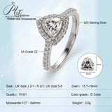 Trillion Cut 1CT 925 Sterling Silver Half-Eternity Halo Moissanite Ring Women Only Gifts For Festivals And Anniversaries