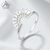 Sector Finger Ring with D Color Tifang-shaped Moissanite 10k 14k 18K Gold Plated 925 Silver for Daily Party Fine Jewely Gift