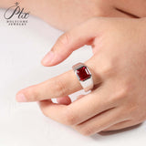 Moissanite Lab Grown Gemstone Ring Asscher Cut Moissanite Ruby Sapphire Colombian S925 Woman Man Anniversary Party Daily Charms