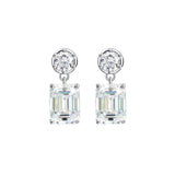Moissanite Round Cut+Emerald Cut D White Earrings White Gold Yellow Gold Designer Studs Fine Jewelry Anniversary Wedding Gift