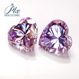 Multicolor Heart Cut Moissanite - Garnet Red Light Purple Sakura Pink Plated Iridescent Gem for Anniversary Jewelry