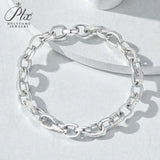Clasp Bracelet with 1.2mm D Color Round Moissanite S925 Silver Plated Chain for Man Minimalist Delicate Jewelry Gift Daily