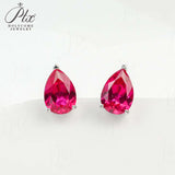 Lab Grown Gemstone Earrings 3.7-5CT Ruby Sapphire Colombia Padparadscha 925 Silver Three Claw Design Pear Earring Hypoallergenic