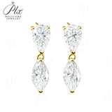 Moissanite Earrings with 4CT Multicolor Pear Marquise Cut Moissanite 925 Silver Ear Stud for Woman Fashion Daily Christmas Jewely