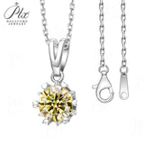 Moissanite Necklace Snowflake Pendant Multicolor Round Cut 925 Sterling Silver 1ct  For Women Wedding Bridal Fine Jewelry Charms