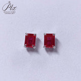 3-6.5CT Custom Earrings Lab Grown Gemstone Emerald/Ruby 925 Silver Gift Hypoallergenic Fade Resistant Factory Direct Sale