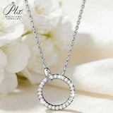 Circle Pendant Necklace 2CT D Color/Black/Champagne/Vivid Blue Round Moissanite S925 Plated Chain Perfect for Daily Party