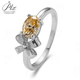 Bowknot Oval Cut Champagne Moissanite Solitaire Ring Women Only Gifts For Festivals And Anniversaries