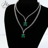 Elegant 925 Sterling Silver Crystal Necklace with Pear/Emerald/Round/Radiant Pendant Luxury Sparkling Jewelry for Weddings Parties and Special Events