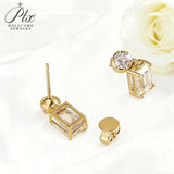 Moissanite Round Cut+Emerald Cut D White Earrings White Gold Yellow Gold Designer Studs Fine Jewelry Anniversary Wedding Gift