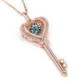 Moissanite Necklace Key D color 6.5mm 1ct  925 Sterling Silver Top Quality Pendant For Women Wedding/Anniversary Special Gift