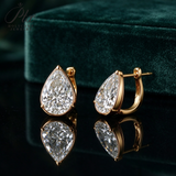 Lab Grown Diamond Earrings New Arrival Design 10K/14K/18K Solid Yellow Gold Pear Cut 2/4ct DEF VS Minimalist Stud Earrings for Women Hypoallergenic for Daily Wear Factory Direct Supply